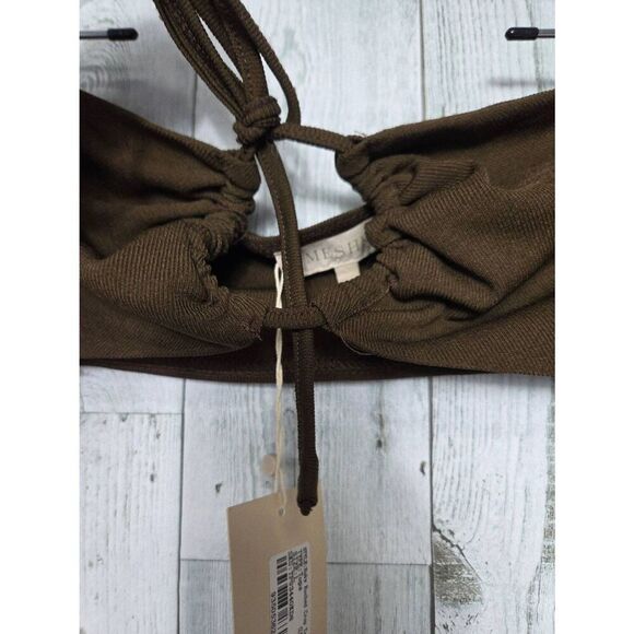 Meshki Ruby Ruched Cropped Ribbed Bikini Style Halter Top Sz. Lg. NWT - Picture 4 of 7